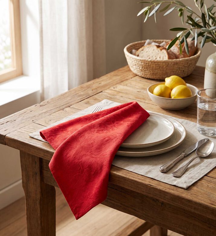 Jacquard Gipsy Cotton Apron, Red, Packshot View