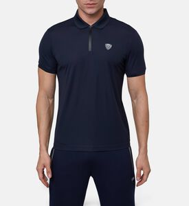 EA7 Premium Shield Logo Half-zip Polo Shirt, Blue, Xl, Model View