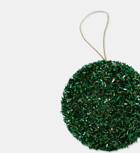 Shishi Glass Tinsel Shimmering Texture Ball, Green, 8-cm, Packshot View