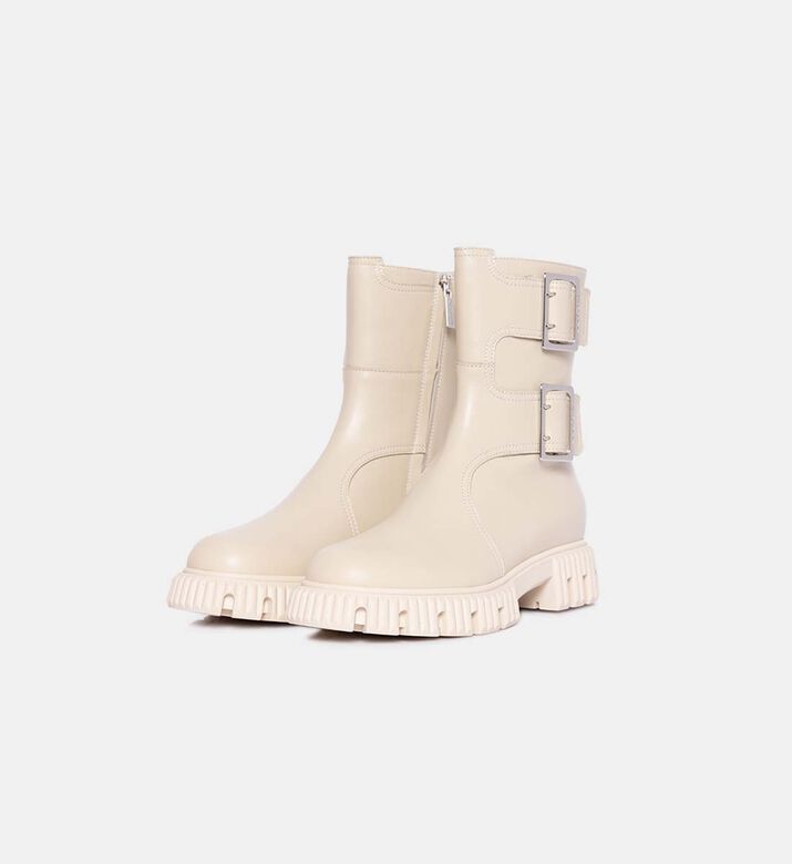 Side-buckle Leather Boots