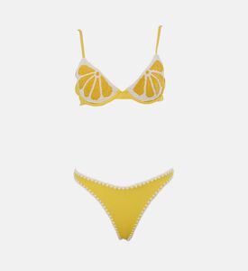 طقم بيكيني بتطريز بشكل ليمون