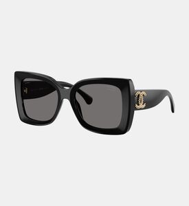 Chanel Acetate Square-shaped Sunglasses, Black, Packshot View