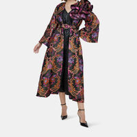 Floral-jacquard Belted Cape