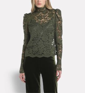 Luisa Spagnoli Luchetto Floral-lace Gathered Shoulders Blouse, Model View