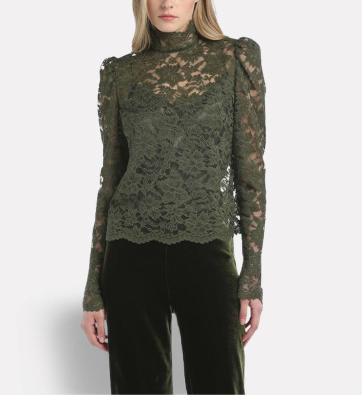 Luisa Spagnoli Luchetto Floral-lace Gathered Shoulders Blouse, Model View