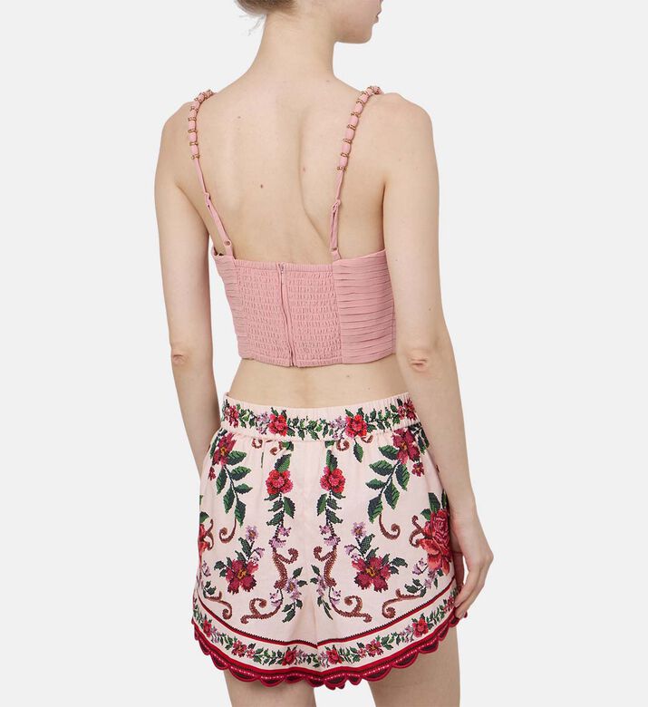 بلوزة قصيرة بدون أكمام بطيات