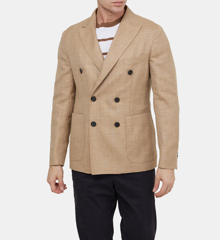 سترة بليزر صوف وفيسكوز بصفي أزرار