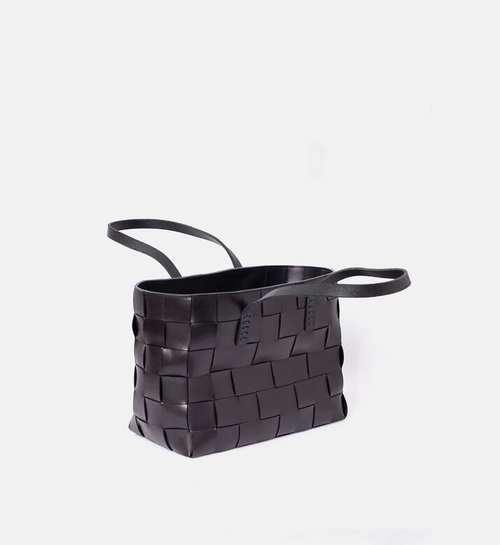 Dragon Diffusion Japan Handwoven Leather Tote Bag, Black, Packshot View