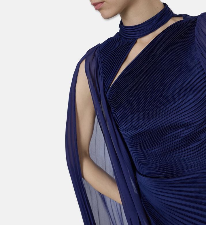 Alice and Olivia Pleated Cut-out Detail Mini Dress, Model View