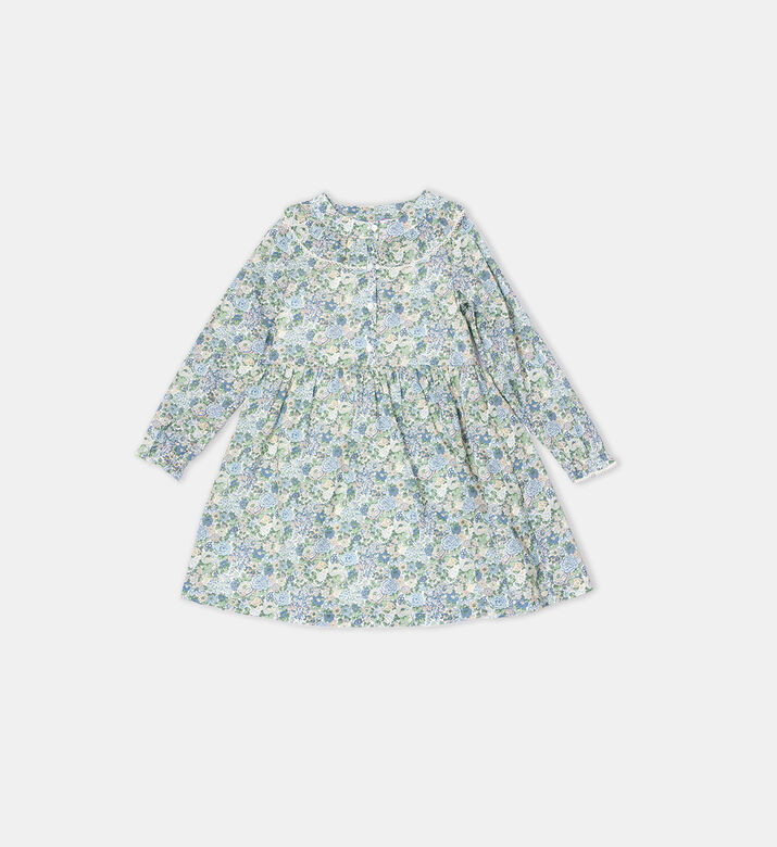 Floral-print Ruffled Neck Flared Dress