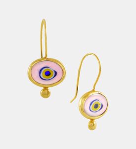 Ottoman Hands Evil Eye Drop Earrings, Pink, Packshot View