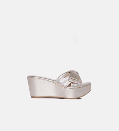 Gold Knotted Wedge Platform Sandals