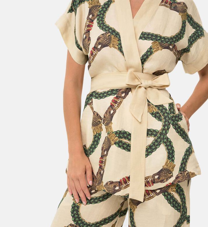 Celine Mystique Short-sleeve Wrap Top