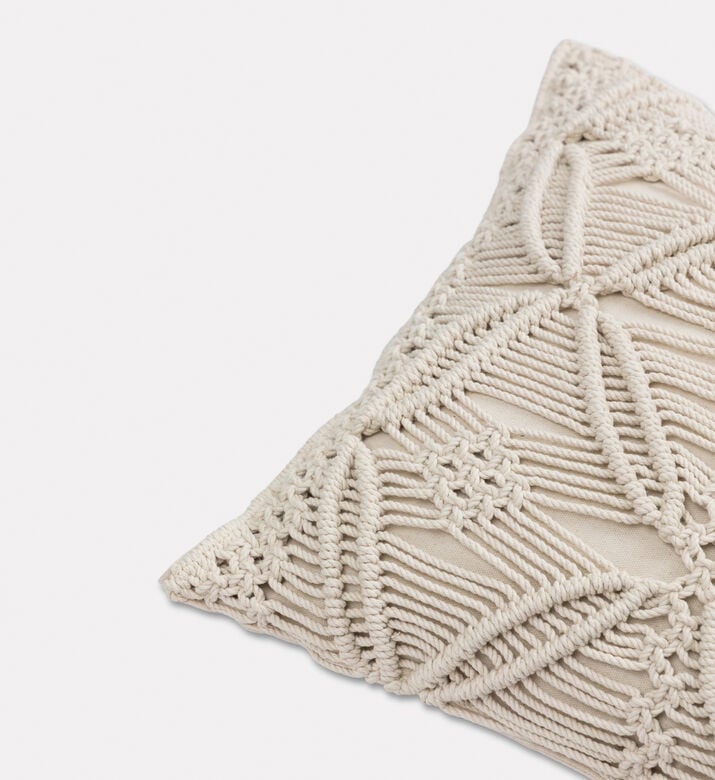 Home Deco and More Crosh Natural Cotton Cushion, Packshot View