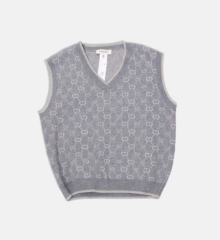 Knit Logo-embroidery Sleeveless Sweater