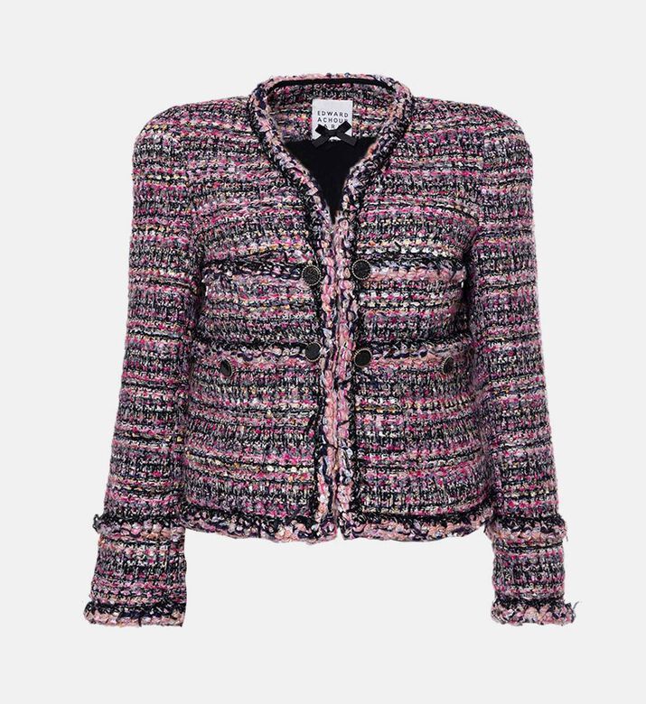 Edward Achour Paris Tweed Knit V-neck Jacket, Packshot View
