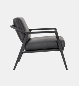 كرسي رين بذراعين وجلد بلوط