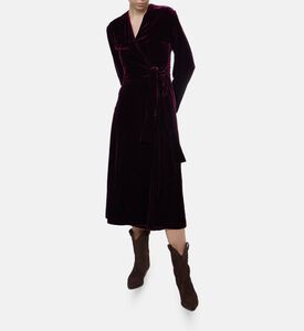 Forte-Forte Velvet Long-sleeve V-neck Dress, Model View
