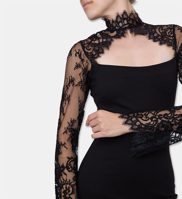 The Kooples High-neck Floral Lace Mini Dress, Model View