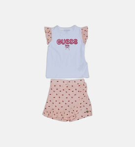 Cherry-print Ruffle-detail Set