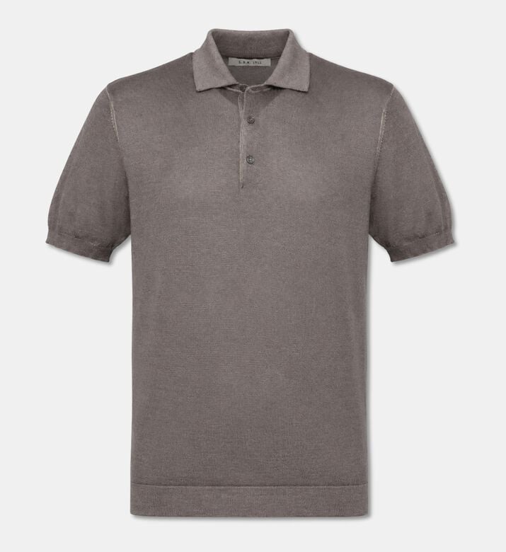L.B.M Silk Cashmere Knit Polo Shirt, Brown, 56, Packshot View