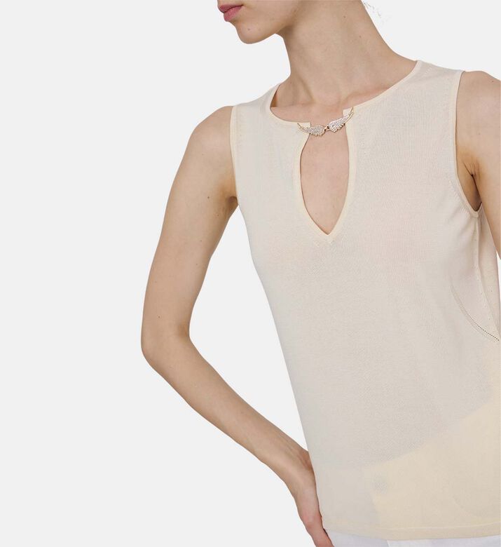 بلوزة ساياني بلا أكمام بزر إغلاق بشكل جناح