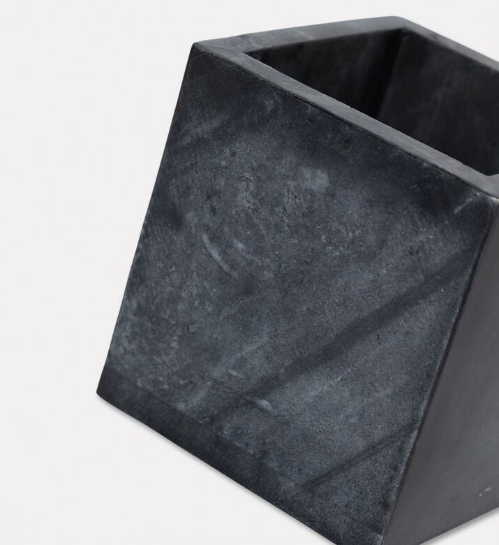 Home Deco and More Quadro Polished Marble Tissue Box, Grey, Packshot View