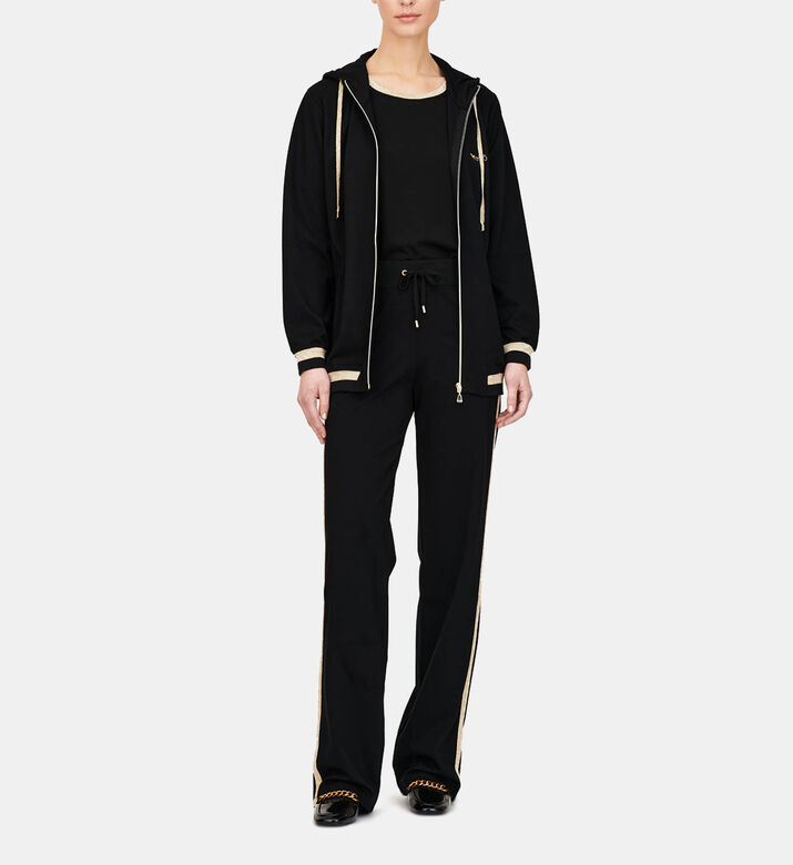 Contrasted Zipped Hooded Jacket