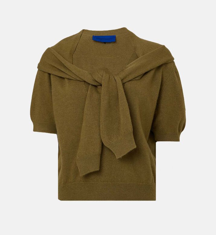 Neck Tie-detail Short-sleeve Sweater Neck Tie-detail Short-sleeve Sweater