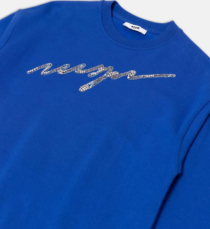 فستان سويت شيرت قطن مزين بالألماس فستان سويت شيرت قطن مزين بالألماس