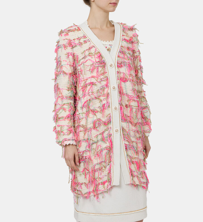 Chain-trimmed Distressed Long Blazer