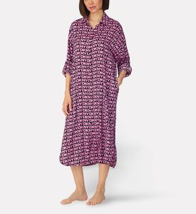 DKNY Printed Button Maxi Sleepshirt, Model View