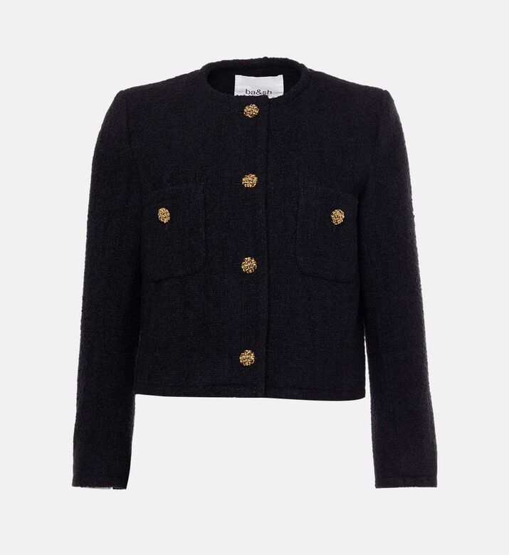 Gold-tone Buttons Front Patch Pockets Cardigan