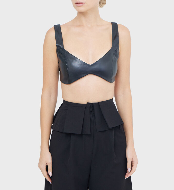 Vegan Leather Sleeveless Bustier