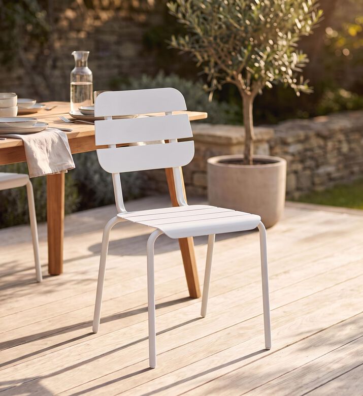 Ezeis Alicante Aluminum Stackable Chair, White, Packshot View