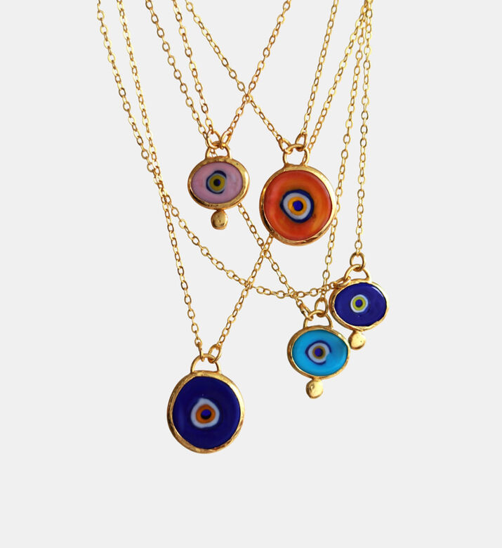 Ottoman Hands Evil Eye Pendant Necklace, Blue, Packshot View