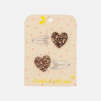 Sequin Embellished Heart Hair Clip 2-piece Set