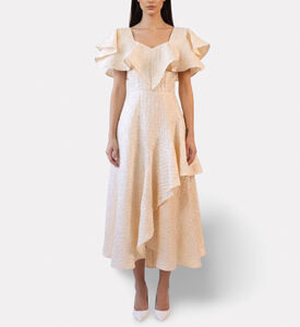 Poca and Poca Asymmetric Ruffled Midi Dress, Model View