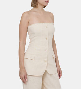 Spencer Cotton-linen Strapless Blazer