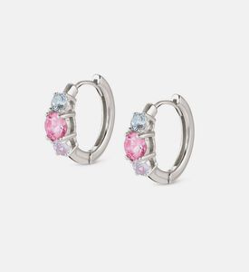 أقراط فضية زركونيا مكعبة مختلطة كولور وايف