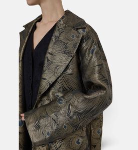 BARG Gold Peacock-motif Brocade Open-front Abaya, Model View