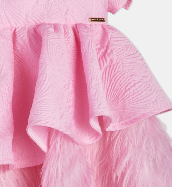 فستان مزين بالريش للبنات فستان مزين بالريش للبنات