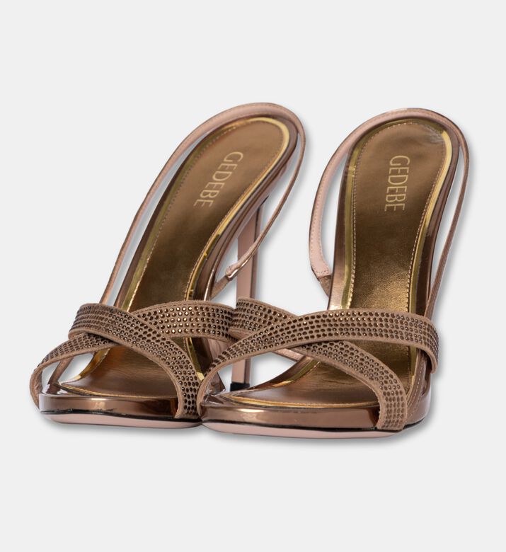 Gedebe Chrissy Rhinestone Embellished Slingback Sandals, Brown, Eu-40, Packshot View