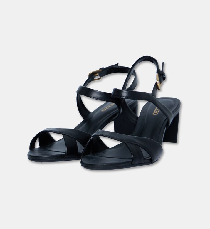 Arezzo Leather Mid-bock Heel Sandals, Black, Eu-39, Packshot View