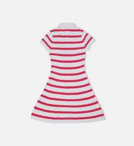 فستان بنمط كنزة مخطط منسوجة بغرزة الضفيرة