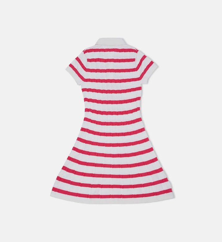 فستان بنمط كنزة مخطط منسوجة بغرزة الضفيرة فستان بنمط كنزة مخطط منسوجة بغرزة الضفيرة