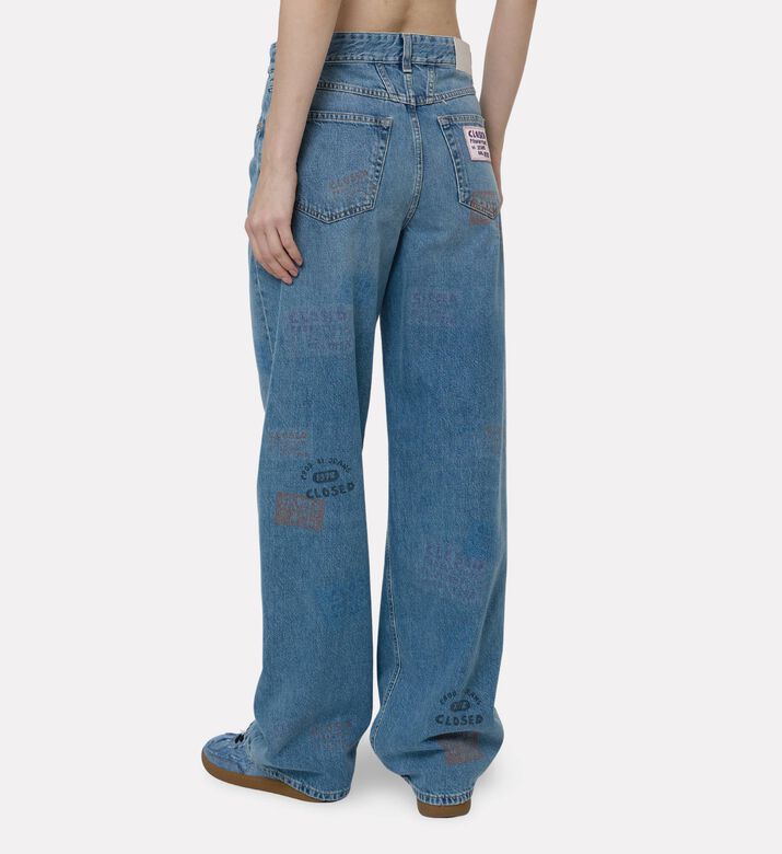 Closed Logo-print Wide-leg Jeans, Blue, 28, Model View