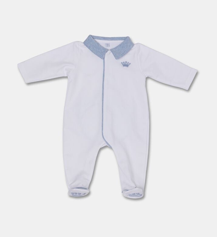 My First Collection Bea Back Jersey Footed Baby Romper, Azure, 3m, Packshot View