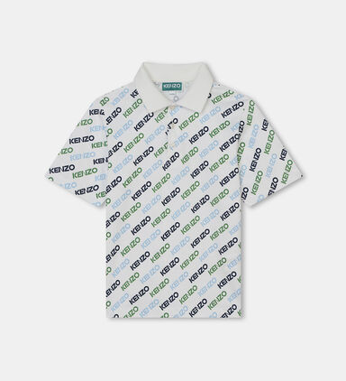 All-over Logo Printed Jersey Polo