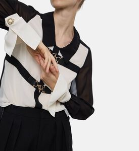 Edward Achour Paris Buckle Strap Paneled Blouse, Model View